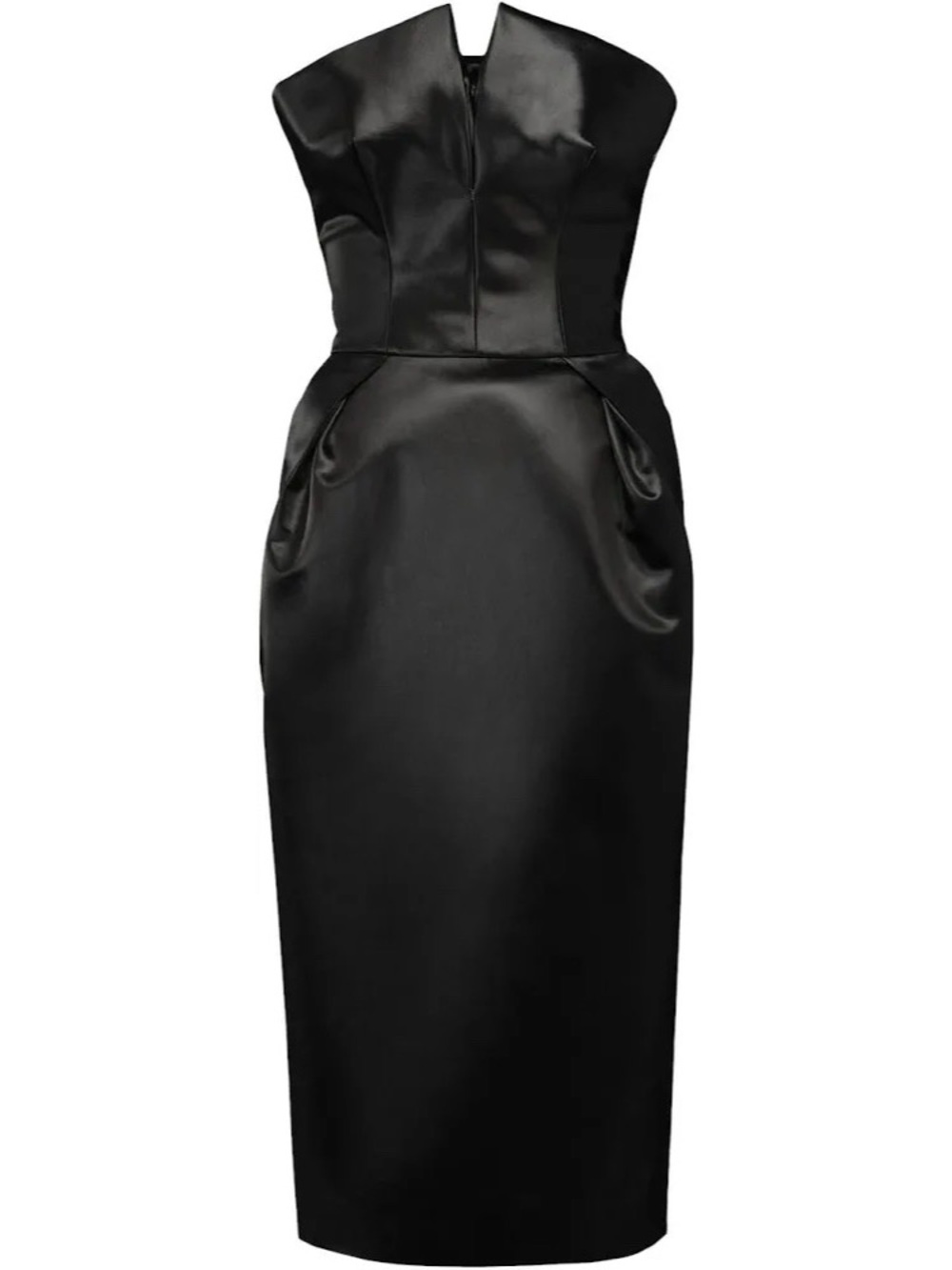 Maison Margiela Strapless Black Satin Cocktail Dress